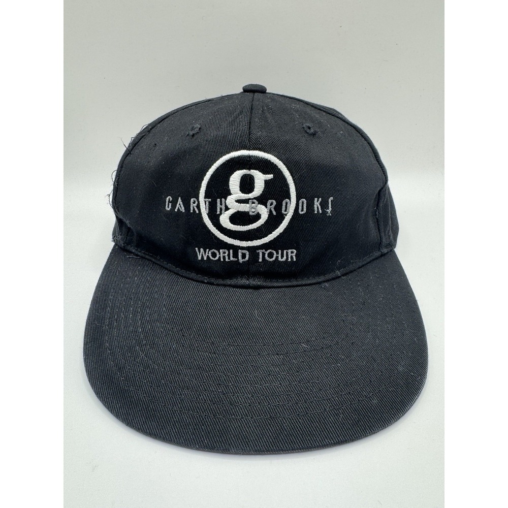 VTG 90s Garth Brooks World Tour Snapback Hat Black Made in USA Country